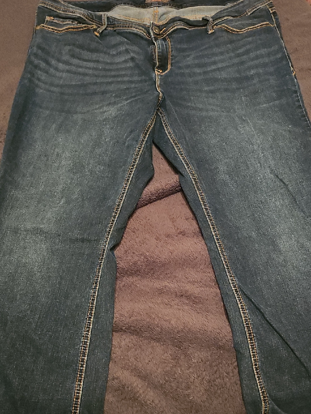 torrid Dark Wash Luxe Slim Boot Jeans with Orange Stitching